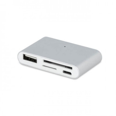 Добави още лукс USB кабели Card Reader USB HUB - Type C Smart OTG HUB за смартфони/таблети и MAC Book сив